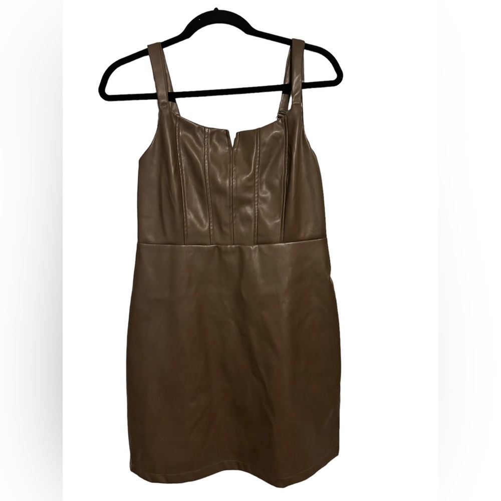 KIRIOUS LOS ANGELES brown faux LEATHER DRESS size medium